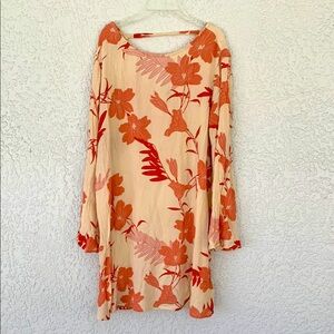 Roxy hibiscus dress long sleeves size L